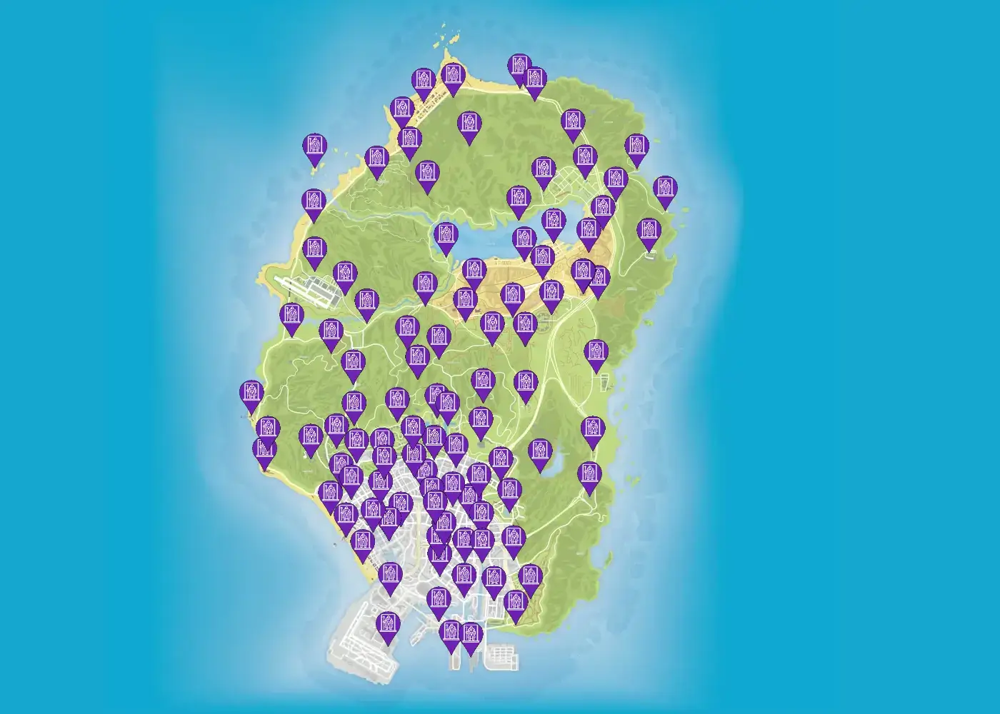 Map showing all Action Figure locations in GTA 5.