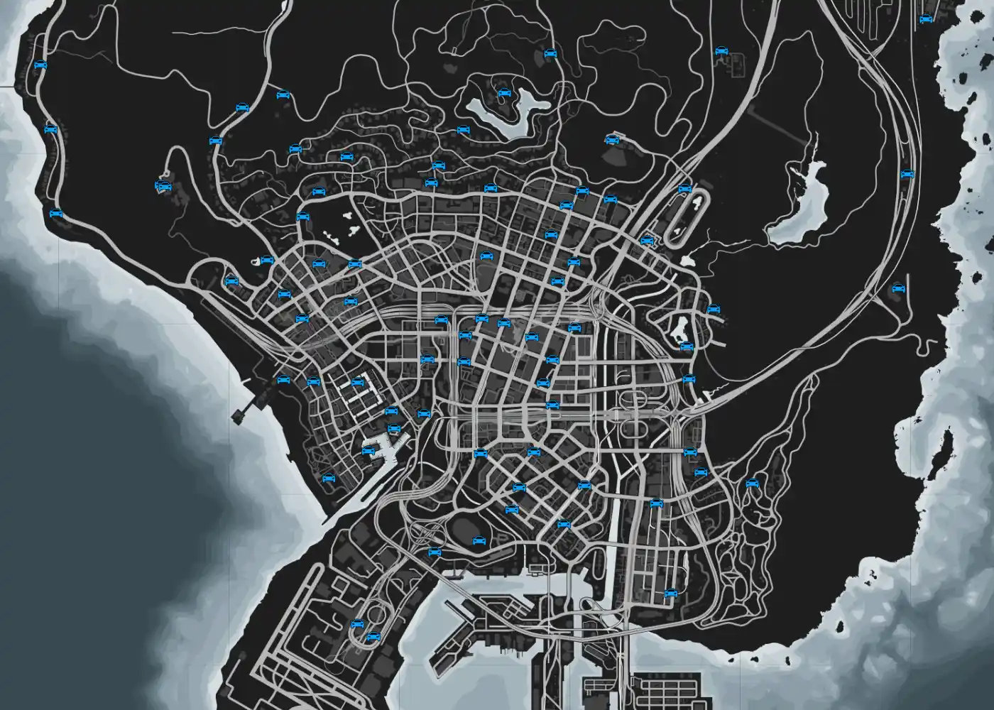 Map of Rare Car spawn locations in GTA 5