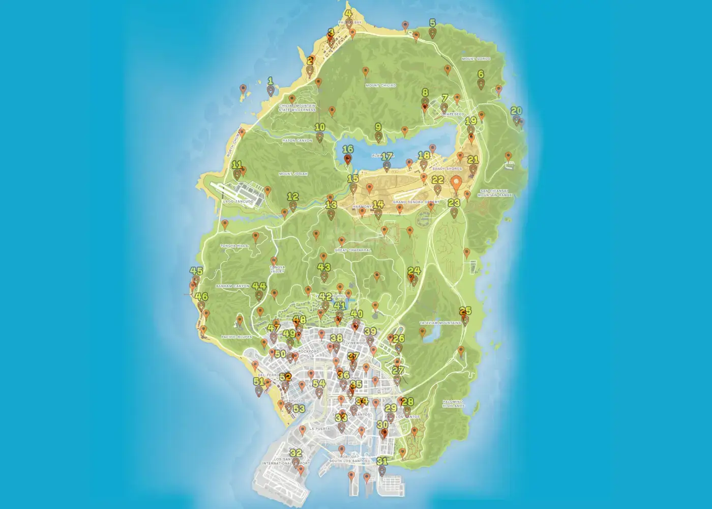 GTA 5 Treasure Hunt locations map