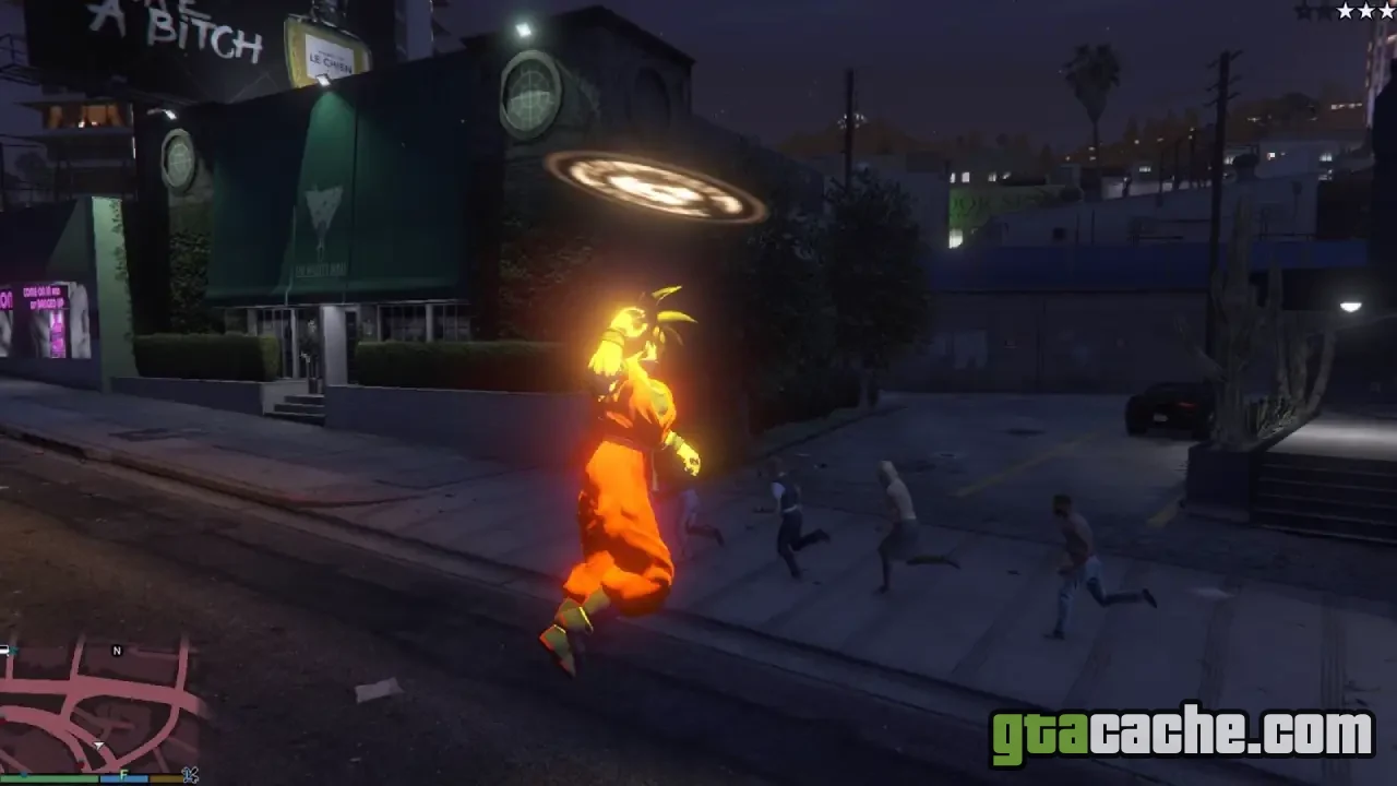 GTA 5 Dragon Ball mod — energy blasts and flight over Los Santos