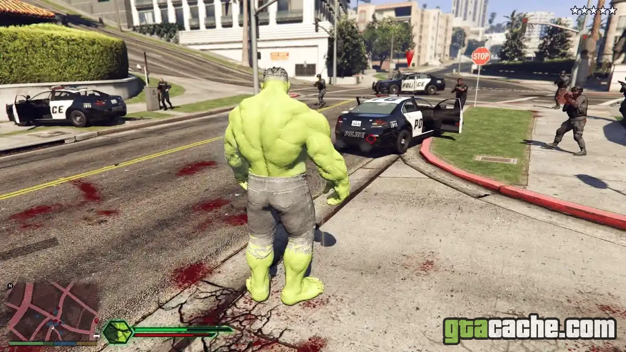 GTA 5 Hulk mod — smashing through Los Santos as the Hulk