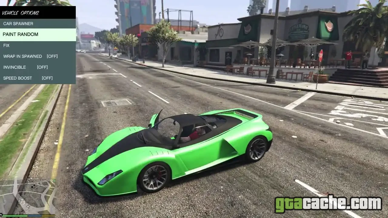 GTA 5 Trainer — the trainer menu open in Los Santos