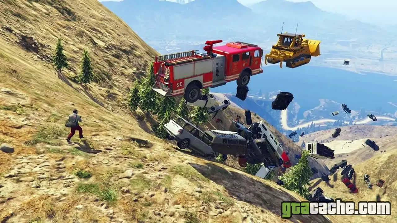 GTA 5 Vehicle Cannon mod — cars launched across Los Santos
