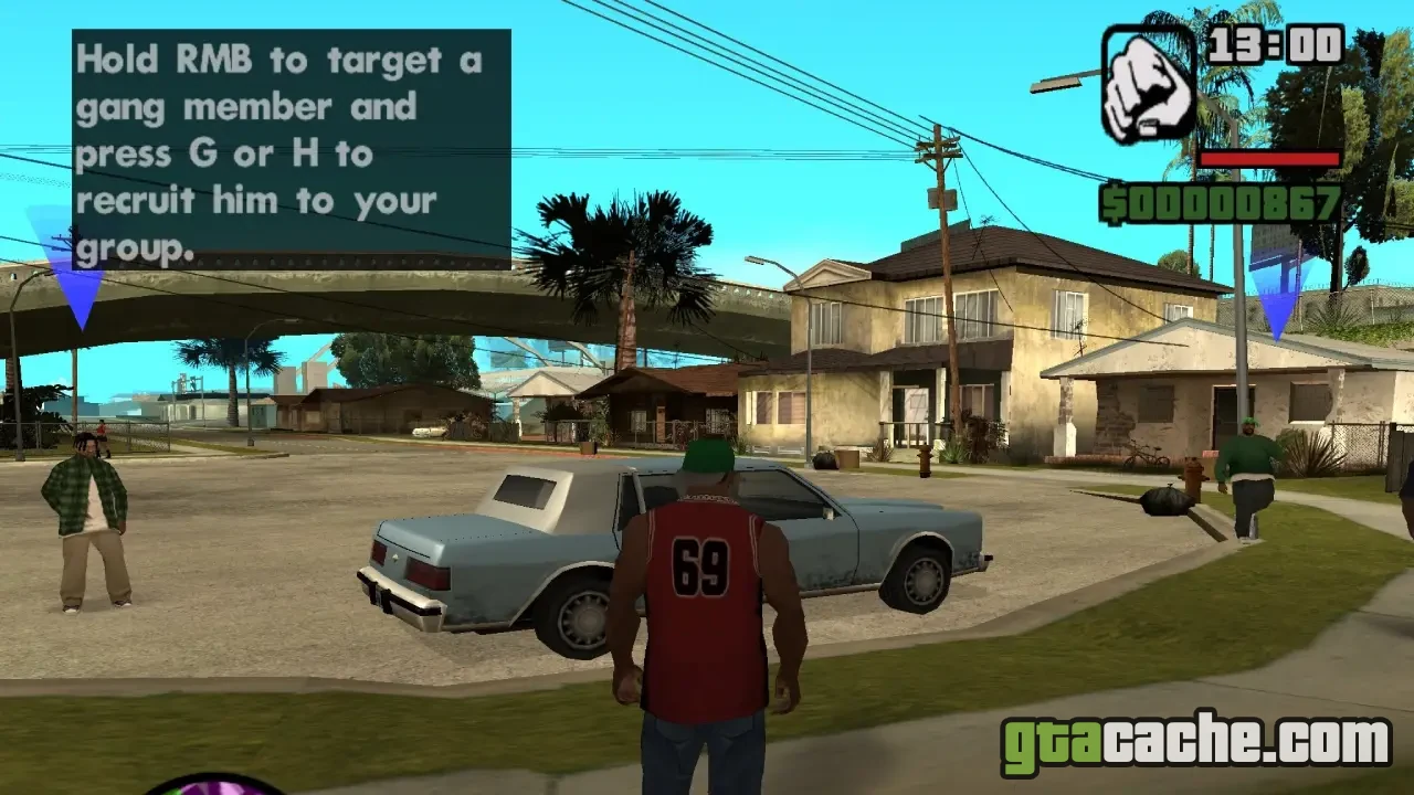 GTA San Andreas how to recruit gang members — CJ rolling with Grove Street homies