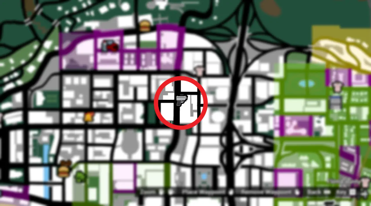 Map of all Ammu-Nation locations in GTA San Andreas