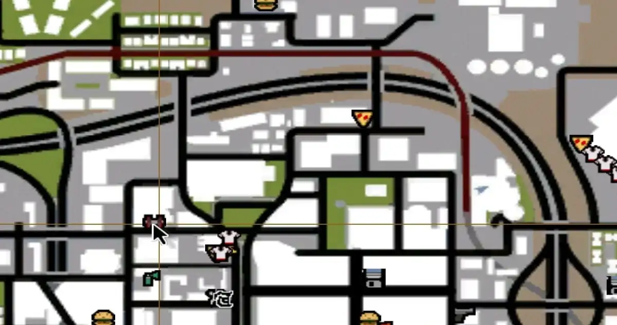 Map of all gym locations in GTA San Andreas