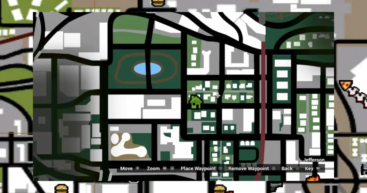 Map of all safehouse locations in GTA San Andreas