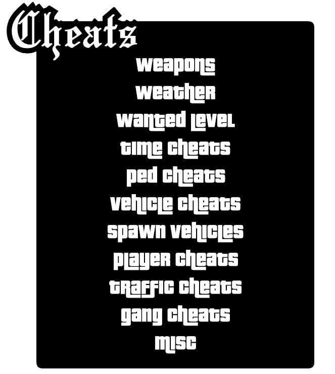 Gta San Andreas Cheats png images